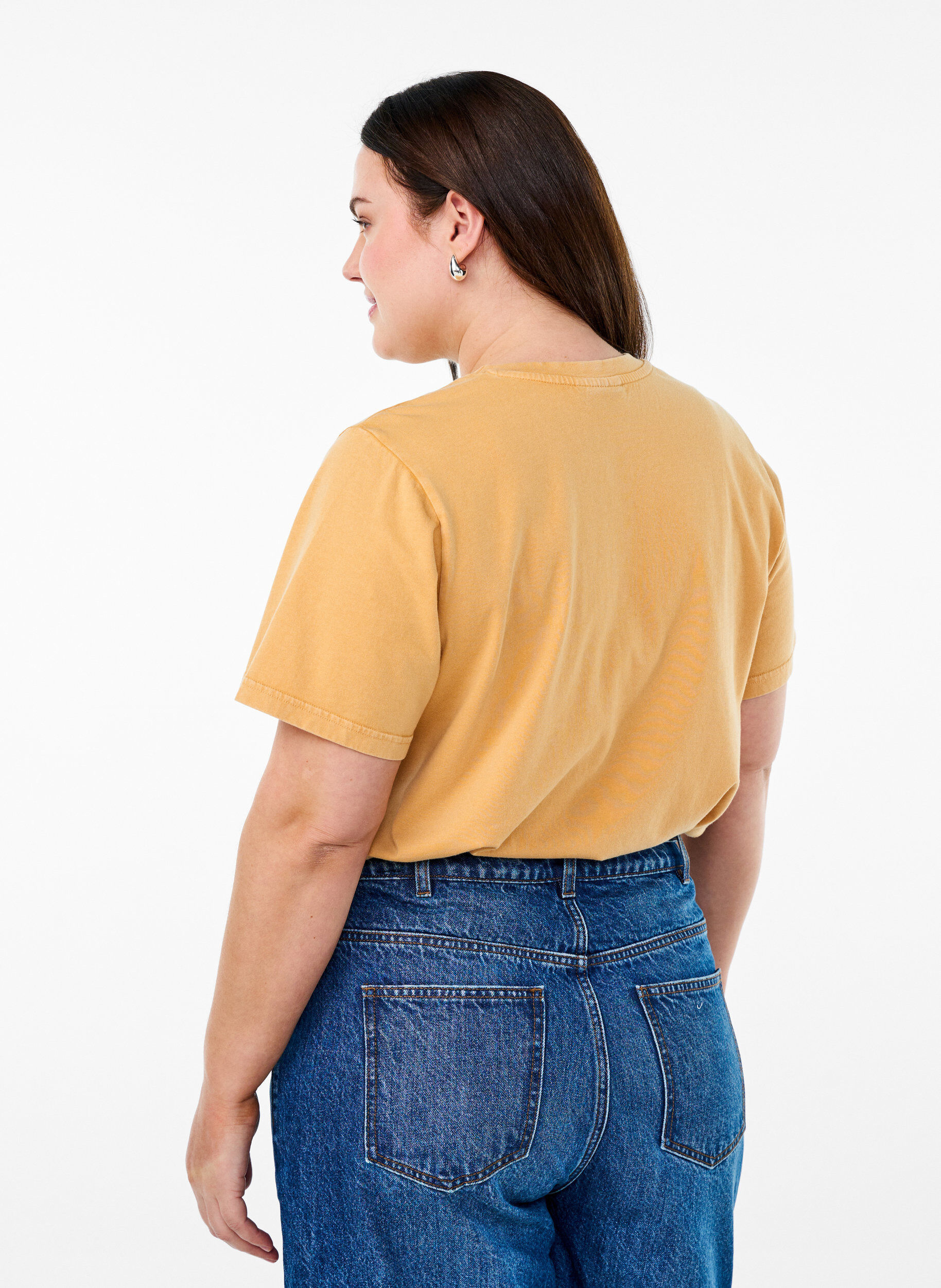 Zizzi Koszulka z bawelny organicznej z fajnym nadrukiem, Ż&oacute;łty, Model image number 2