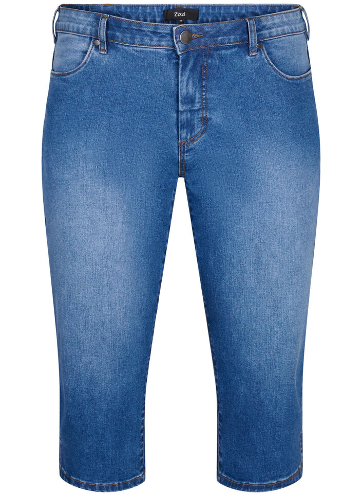  Dopasowane jeansy 3/4 Emily slim, Blue Denim, Packshot image number 0