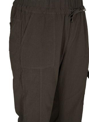 Luzne, bawelniane spodnie bojówki, Khaki Green, Packshot image number 2