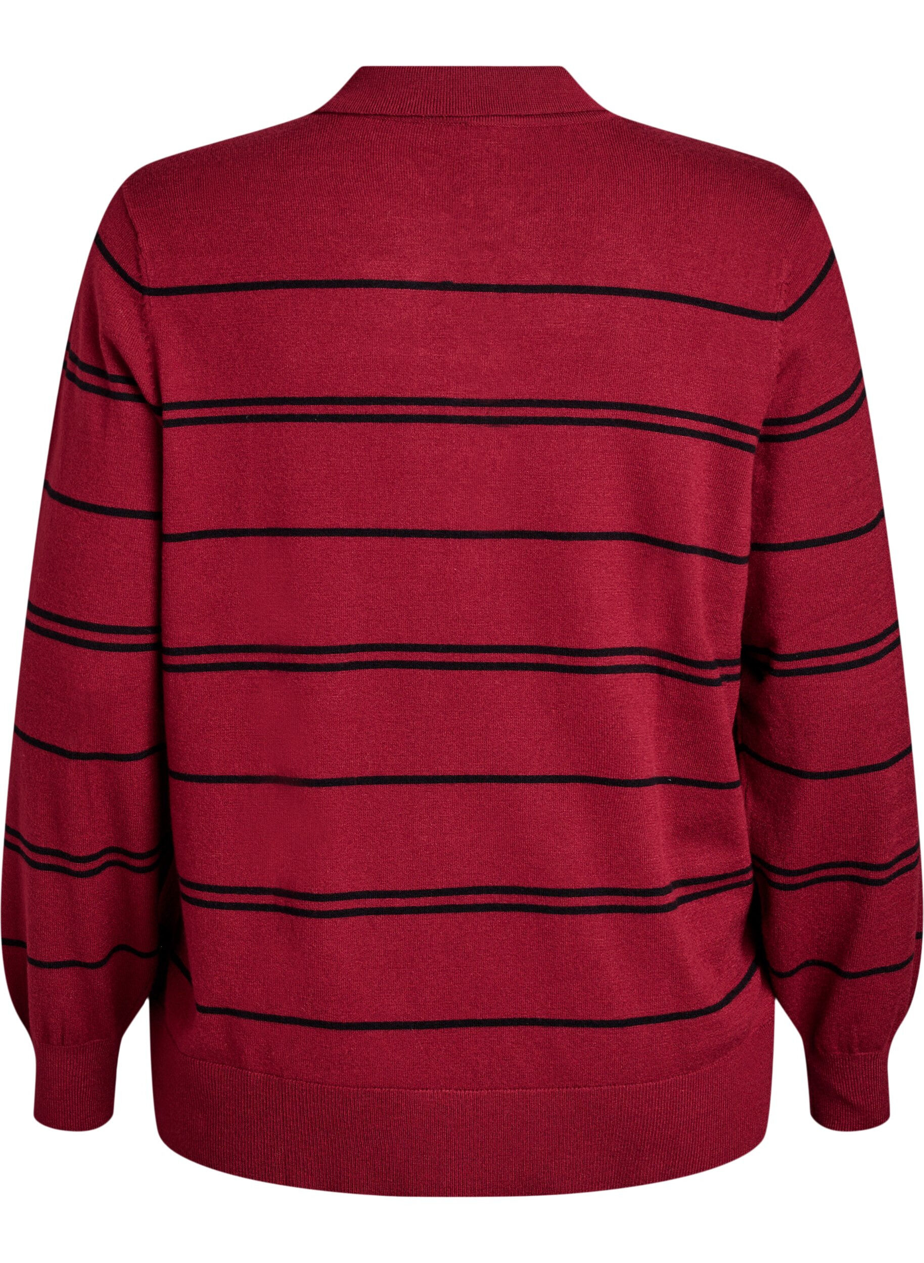 Zizzi Dzianinowa bluzka z kolnierzykiem, Czerwony, Packshot image number 1