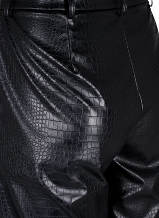 Szerokie spodnie z imitacji skóry, Black, Packshot image number 3