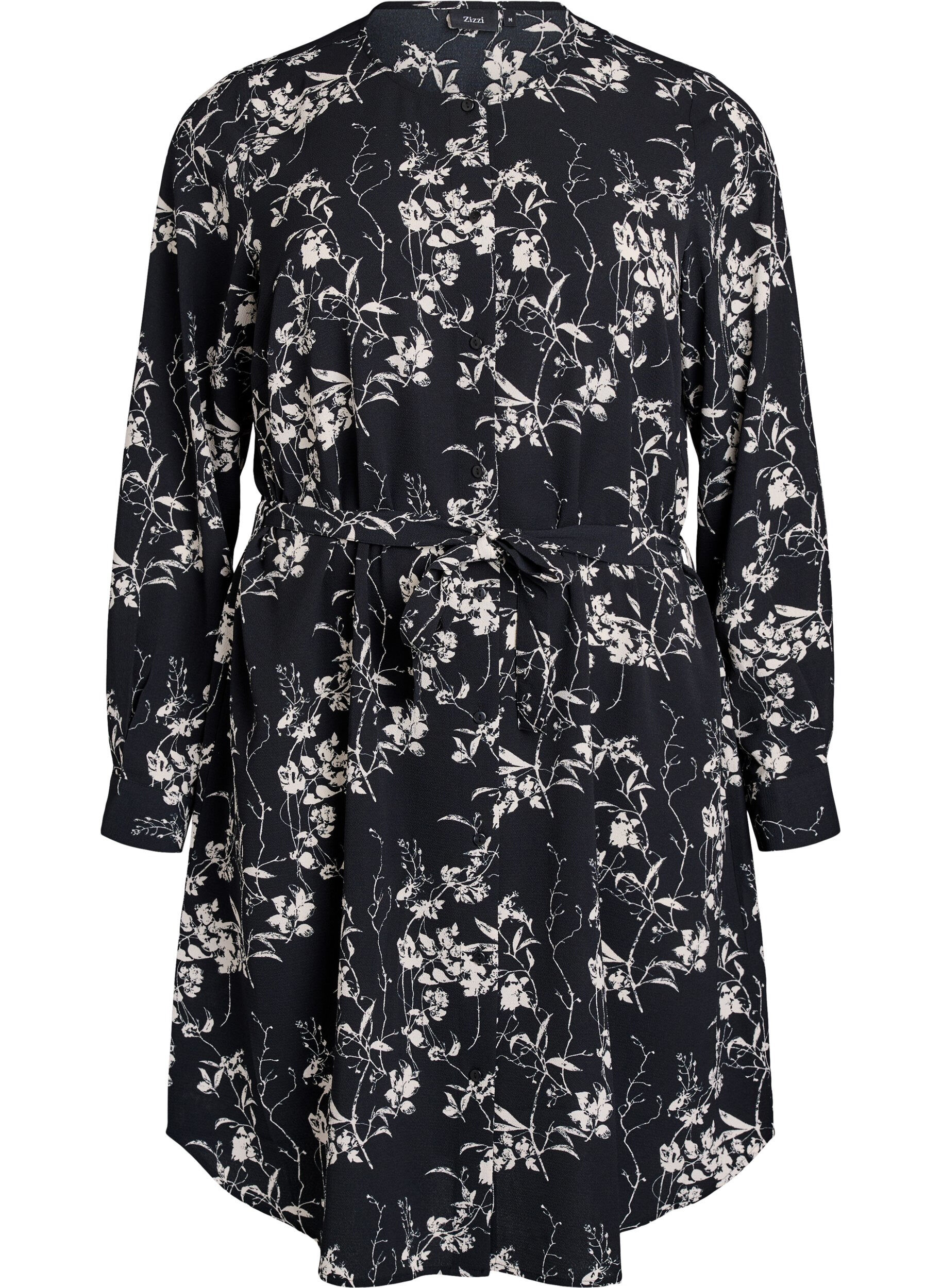 Dluga sukienka koszulowa z paskiem do wiazania