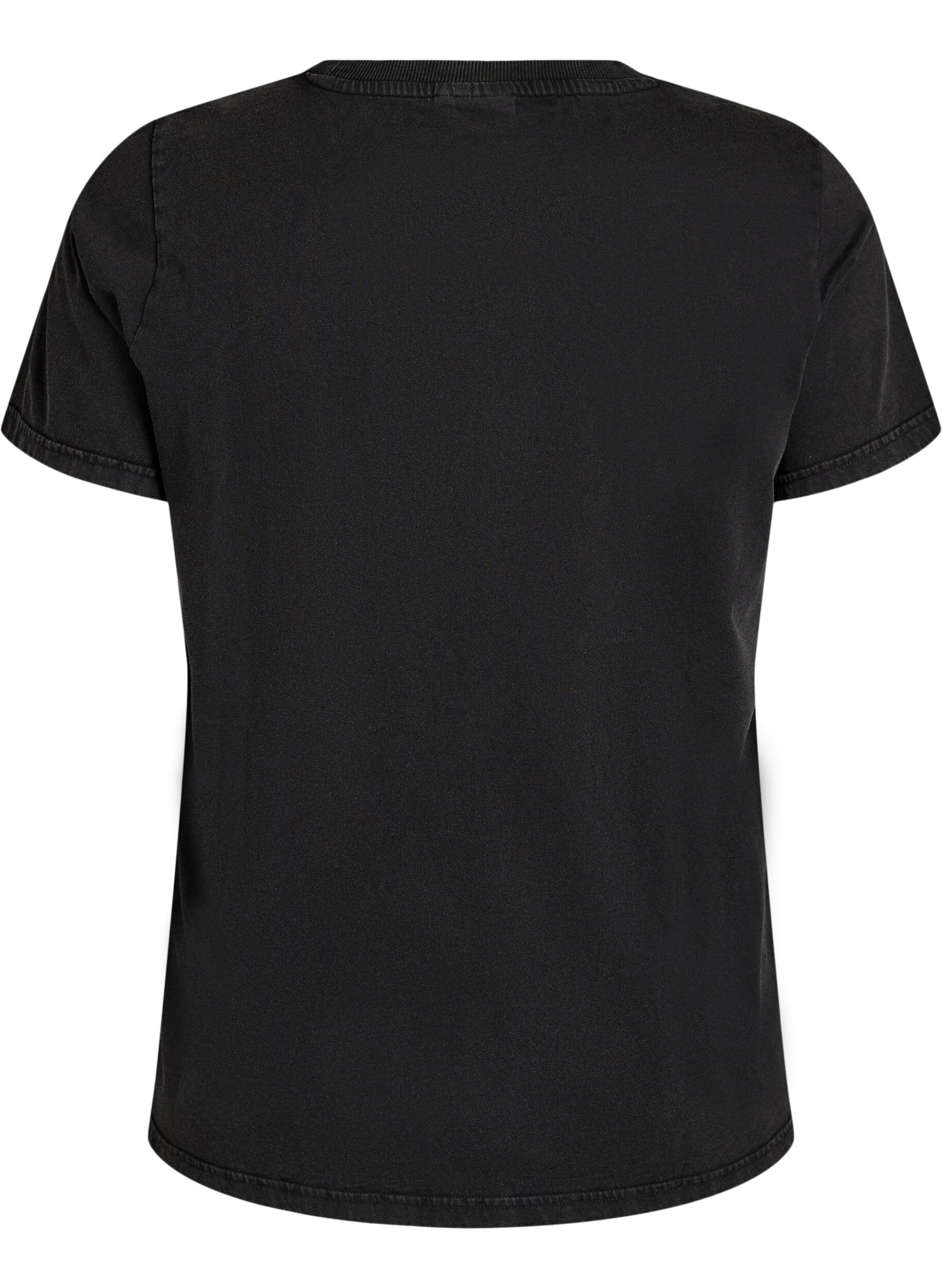 ZizziT-shirt z nadrukiem psa i wyblaklym wygladem, Ciemnoszary, Packshot image number 1