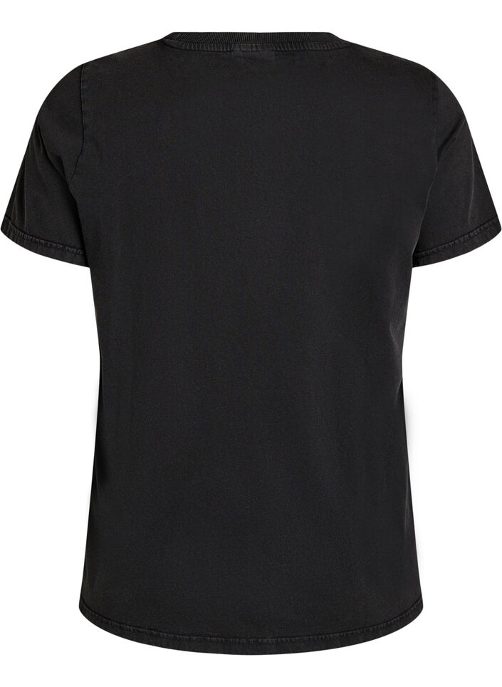 T-shirt z nadrukiem psa i wyblaklym wygladem, Ciemnoszary, Packshot image number 1