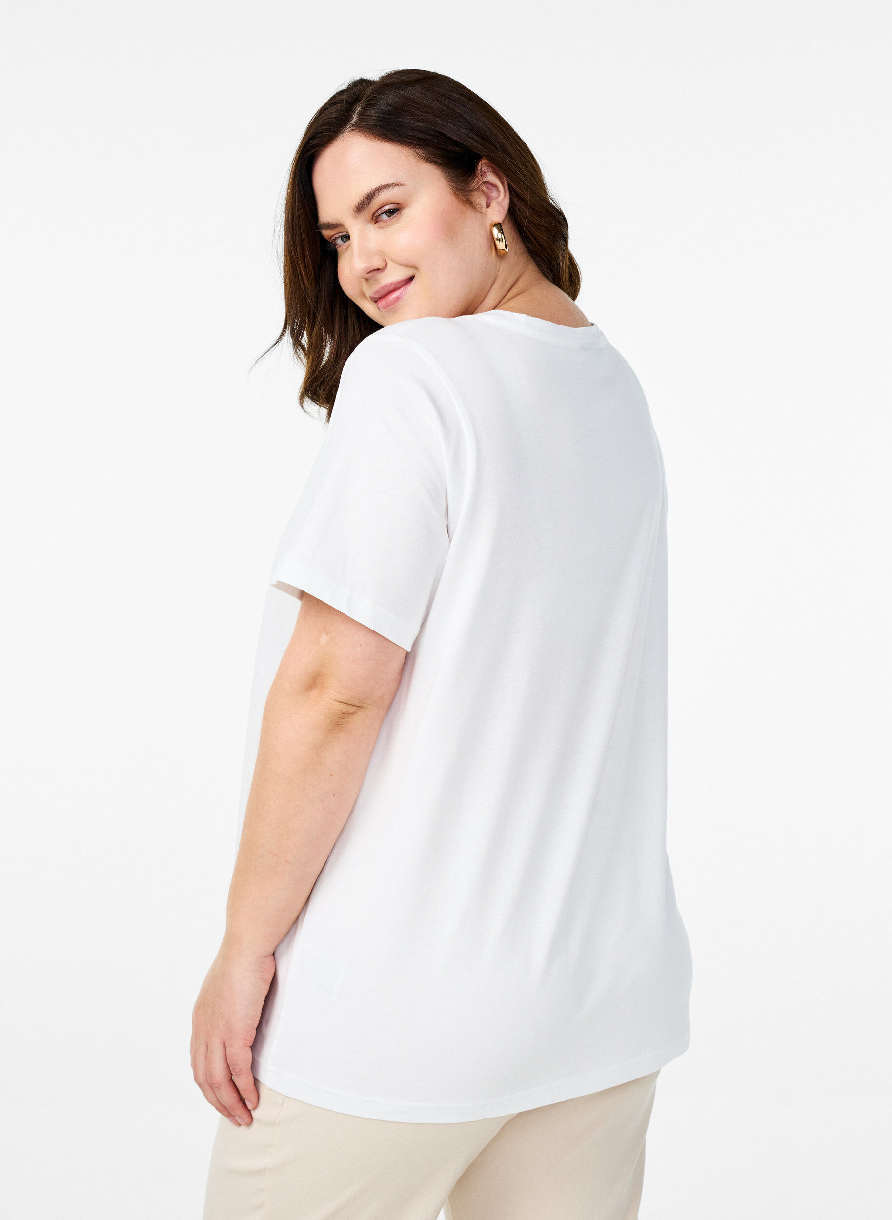 Zizzi Koszulka z bawelny organicznej z kwiatowym nadrukiem, B. White w. Flower, Model image number 1