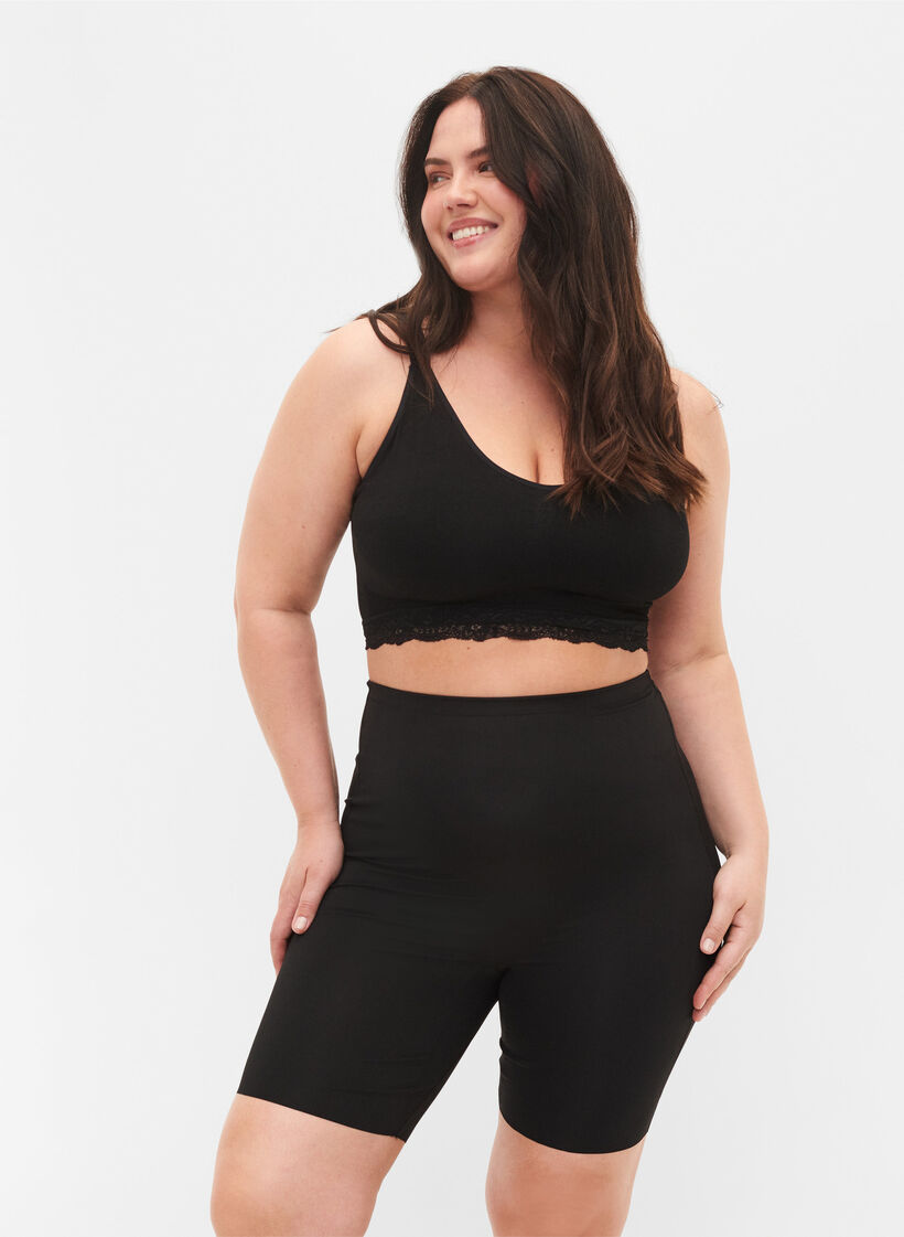 Lekkie szorty modelujace z wysokim stanem, Czarne, Model image number 0