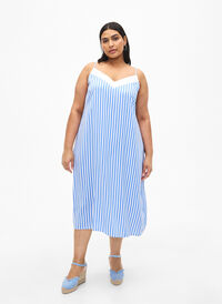 Flash – sukienka w paski z wiskozy, L. Blue White Stripe, Model