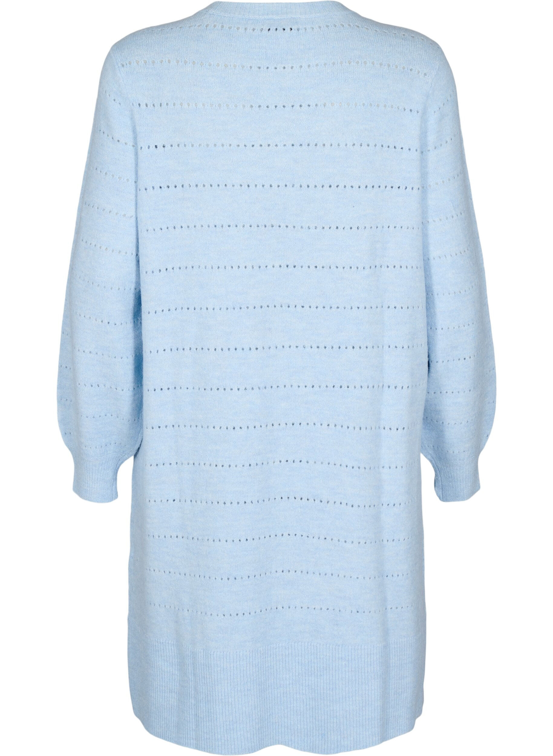 Zizzi Dzianinowa sukienka z rozcieciami i koronkowym wzorem, Cashmere Blue Mel., Packshot image number 1