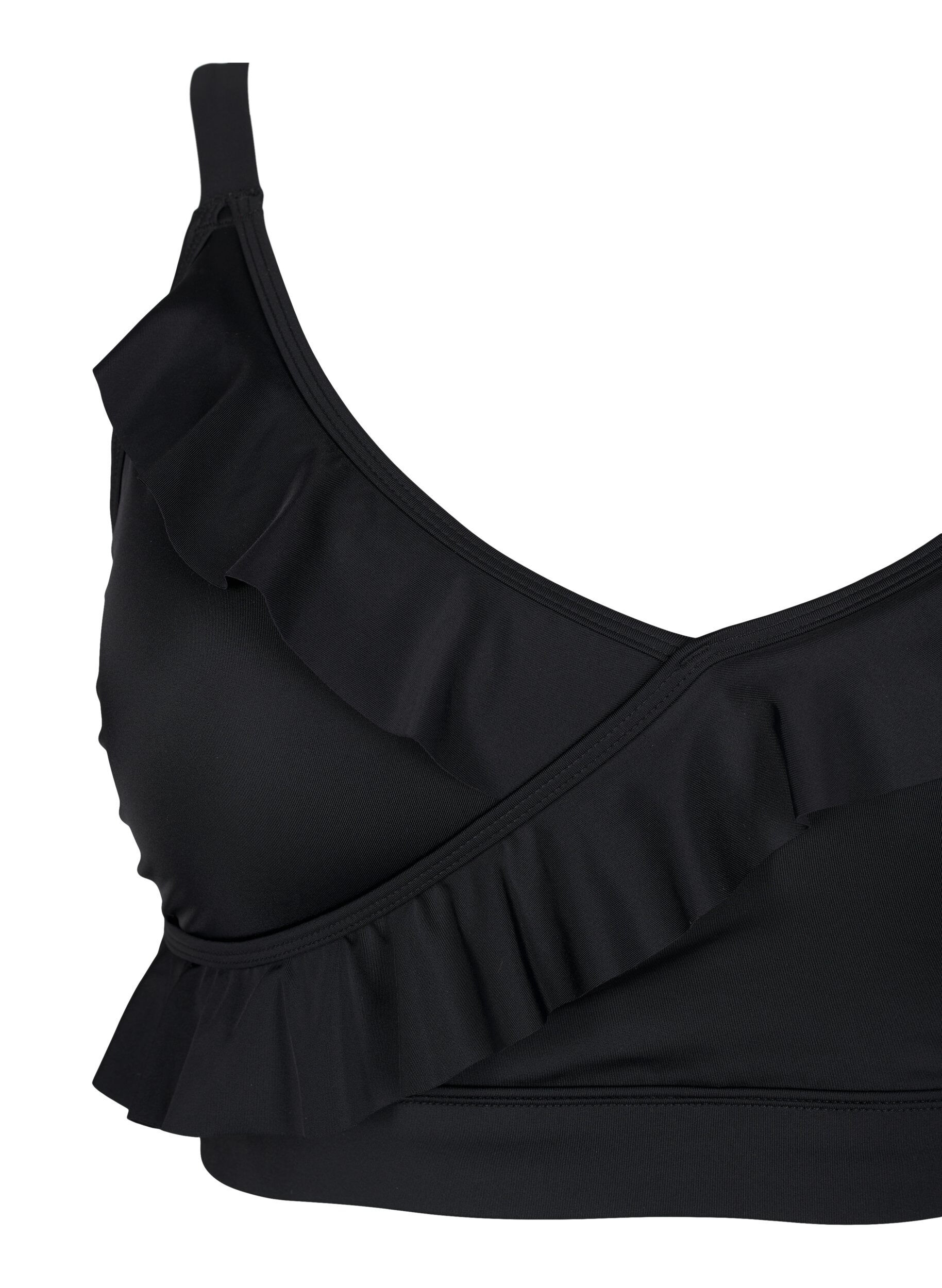ZizziG&oacute;ra od bikini z falbankami i wyjmowanymi wkladkami, Czarne, Packshot image number 2