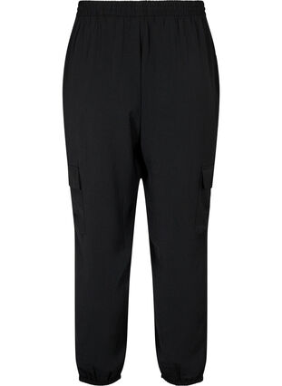 Jednolite spodnie bojówki z duzymi kieszeniami, Black, Packshot image number 1