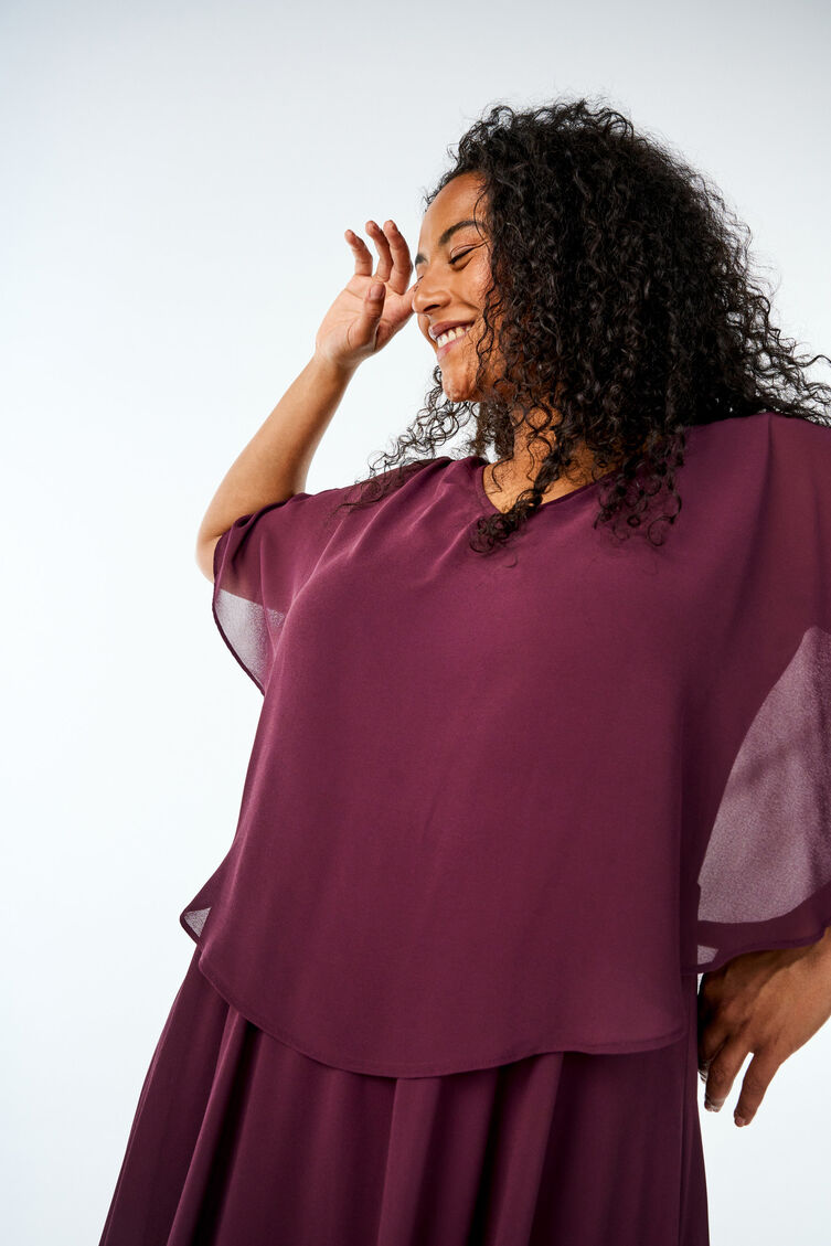 Dluga sukienka o linii trapezu z krótkimi rekawkami, Winetasting, Image image number 0