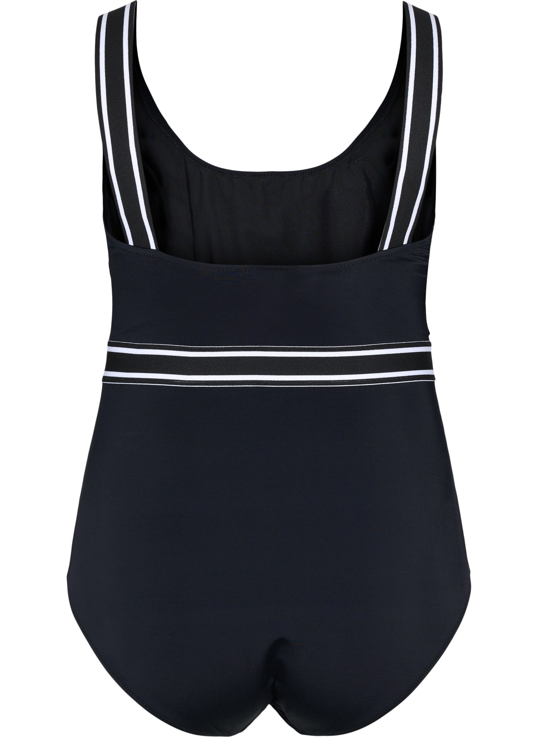 Zizzi Bathing suit with rounded neckline, Black, Packshot image number 1