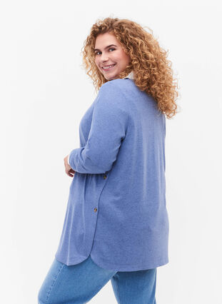Melanzowa bluzka z guzikami, Colony Blue Melange, Model image number 1