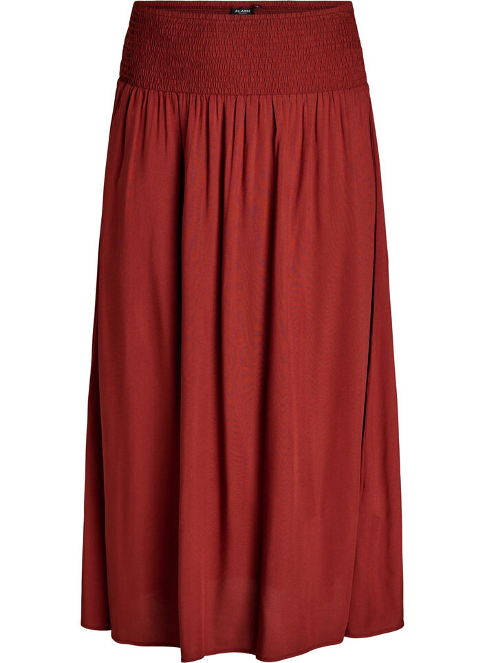 Sp&oacute;dnica maxi z wiskozy z marszczeniem, Czerwony, Packshot image number 0