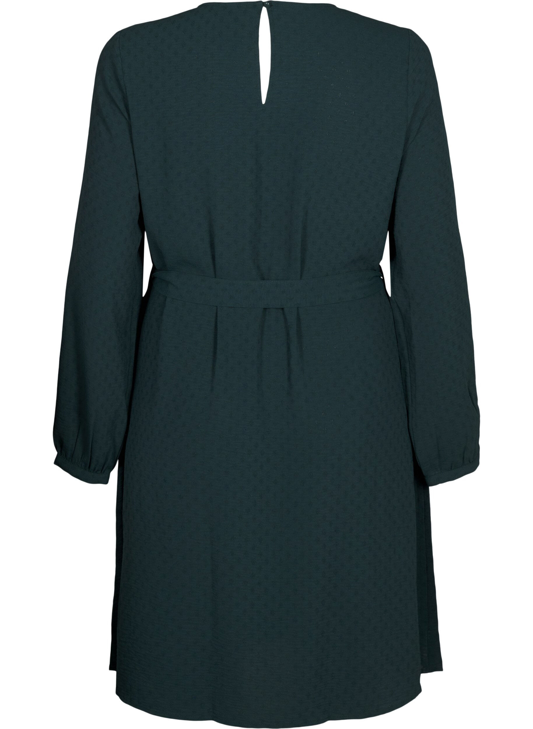 Zizzi Kr&oacute;tka teksturowana sukienka z paskiem, Scarab, Packshot image number 1