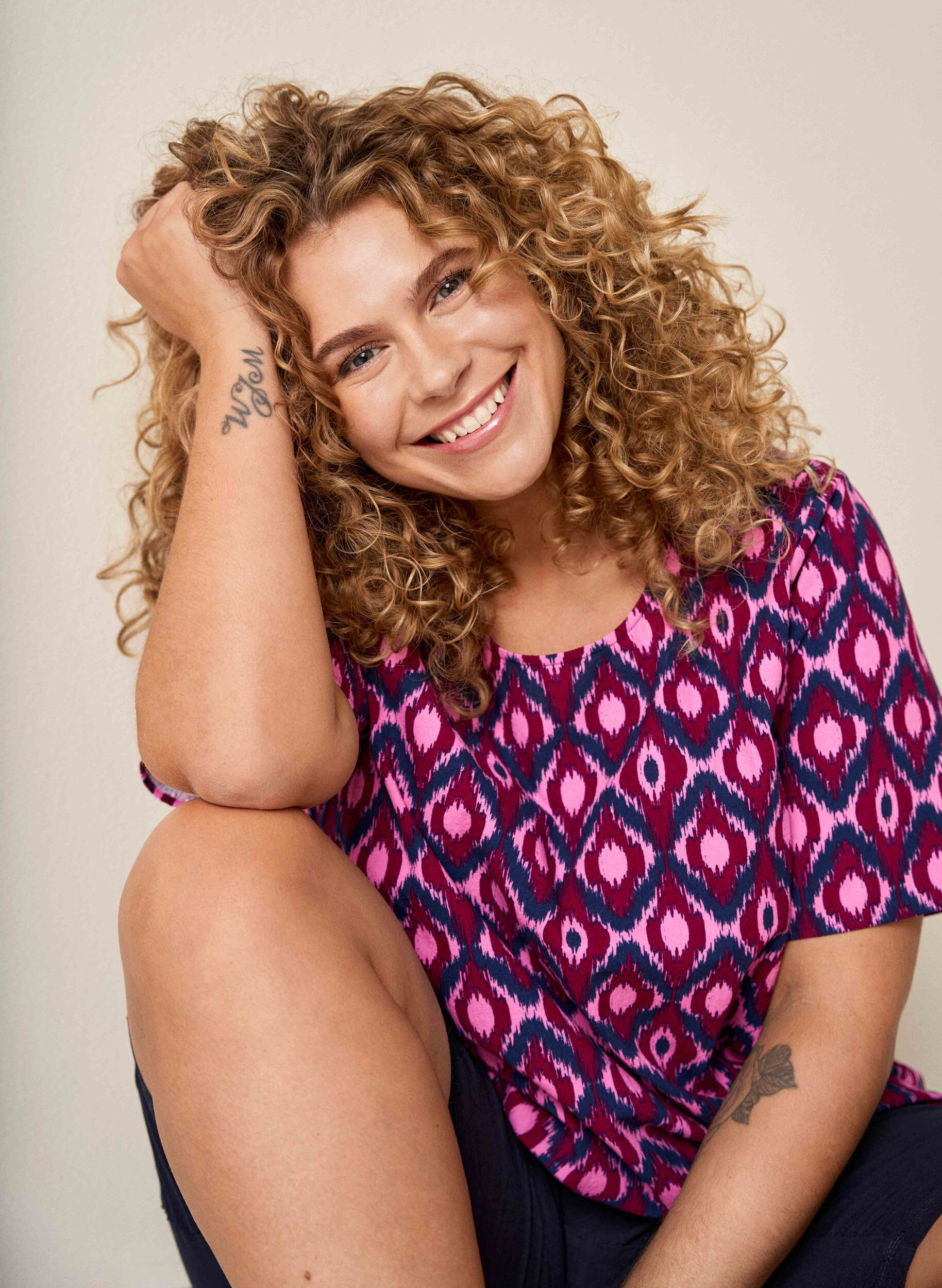 Zizzi Bawelniana bluzka z nadrukiem i kr&oacute;tkimi rekawami, R&oacute;żowy, Image image number 0