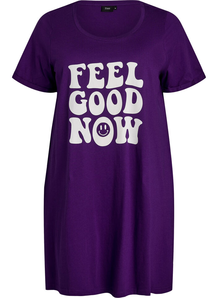 Koszula nocna z kr&oacute;tkim rekawem, wykonana z bawelny organicznej, Niebieskie, Packshot image number 0