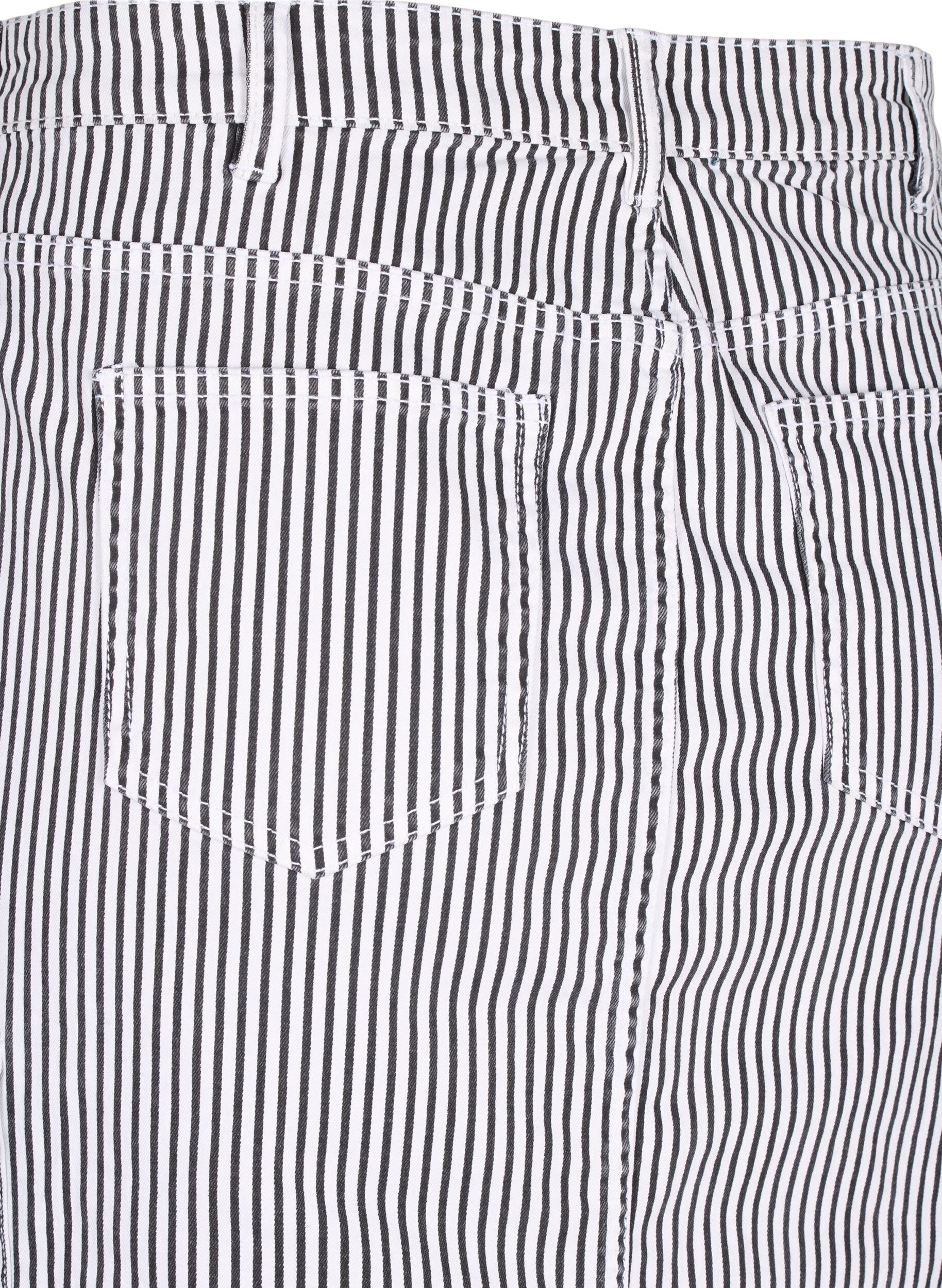 Zizzi Ol&oacute;wkowa sp&oacute;dnica w paski z kieszeniami, Black & White Stripe, Packshot image number 3