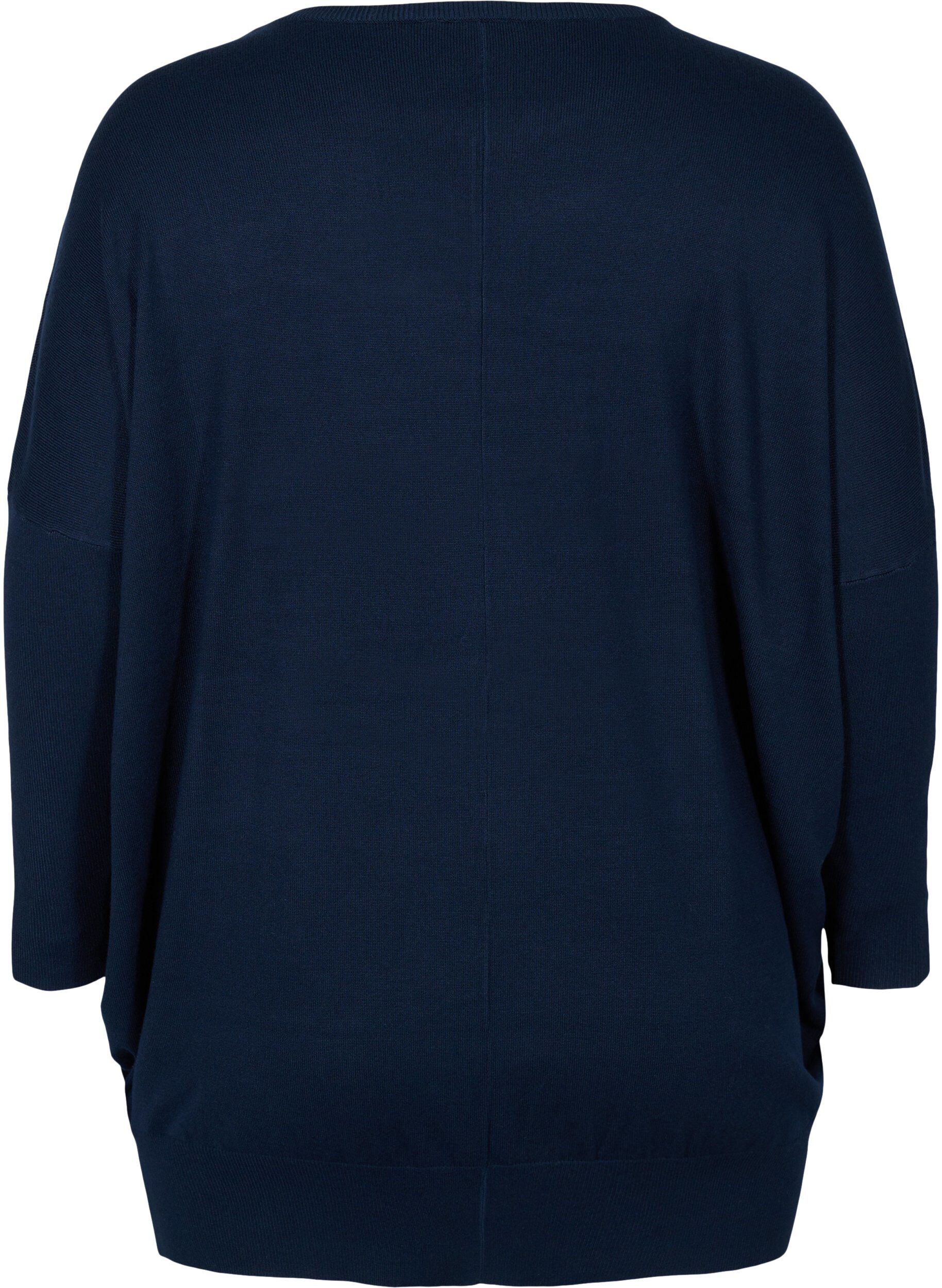 Zizzi Dzianinowy sweter z&nbsp;okraglym dekoltem, Navy Blazer, Packshot image number 1