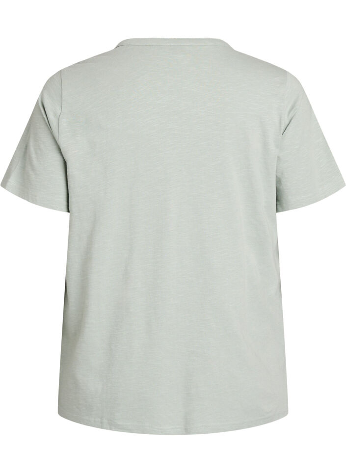 T-shirt z guzikami, Zielony, Packshot image number 1