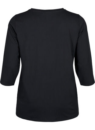 Koszulka treningowa z rekawami 3/4 i wzorzysta siateczka, Black, Packshot image number 1