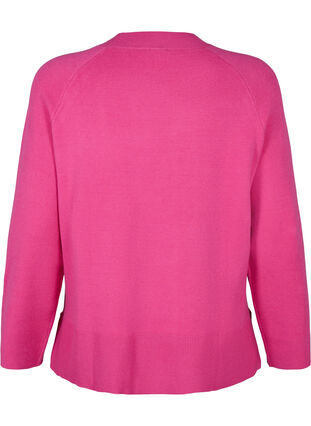 Sweter z mieszanki wiskozy z rozcieciem z boku, Raspberry Rose, Packshot image number 1