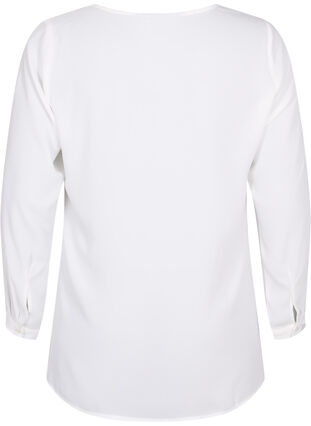 Koszula z dlugim rekawem i dekoltem w szpic, Bright White, Packshot image number 1