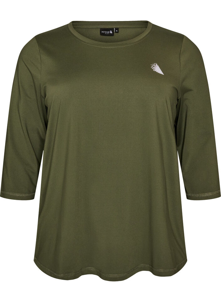 Sportowy top z rekawami 3/4, Zielony, Packshot image number 0
