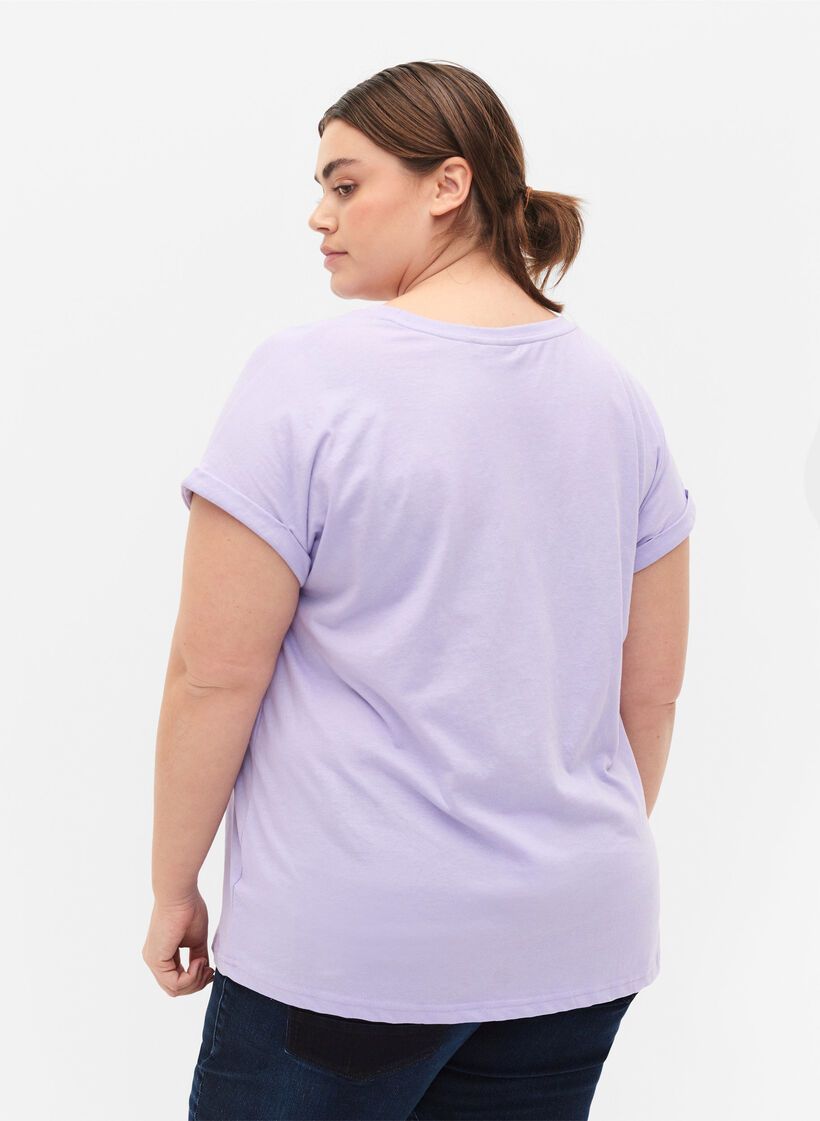 Koszulka z kr&oacute;tkimi rekawami wykonana z mieszanki bawelny, Fioletowy, Model image number 2