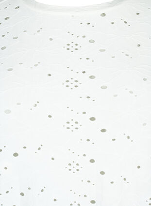 Bluzka z dlugim rekawem i dziurkowanym wzorem, Bright White, Packshot image number 2