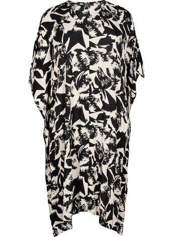 Kaftan plazowy z guzikami, Beżowy, Model