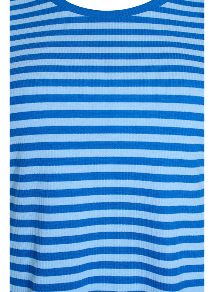 T-shirt w paski o prazkowanej fakturze, Niebieskie, Packshot image number 2