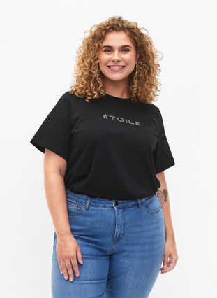 Koszulka z bawelny organicznej z napisem, Black ÉTOILE, Model image number 0