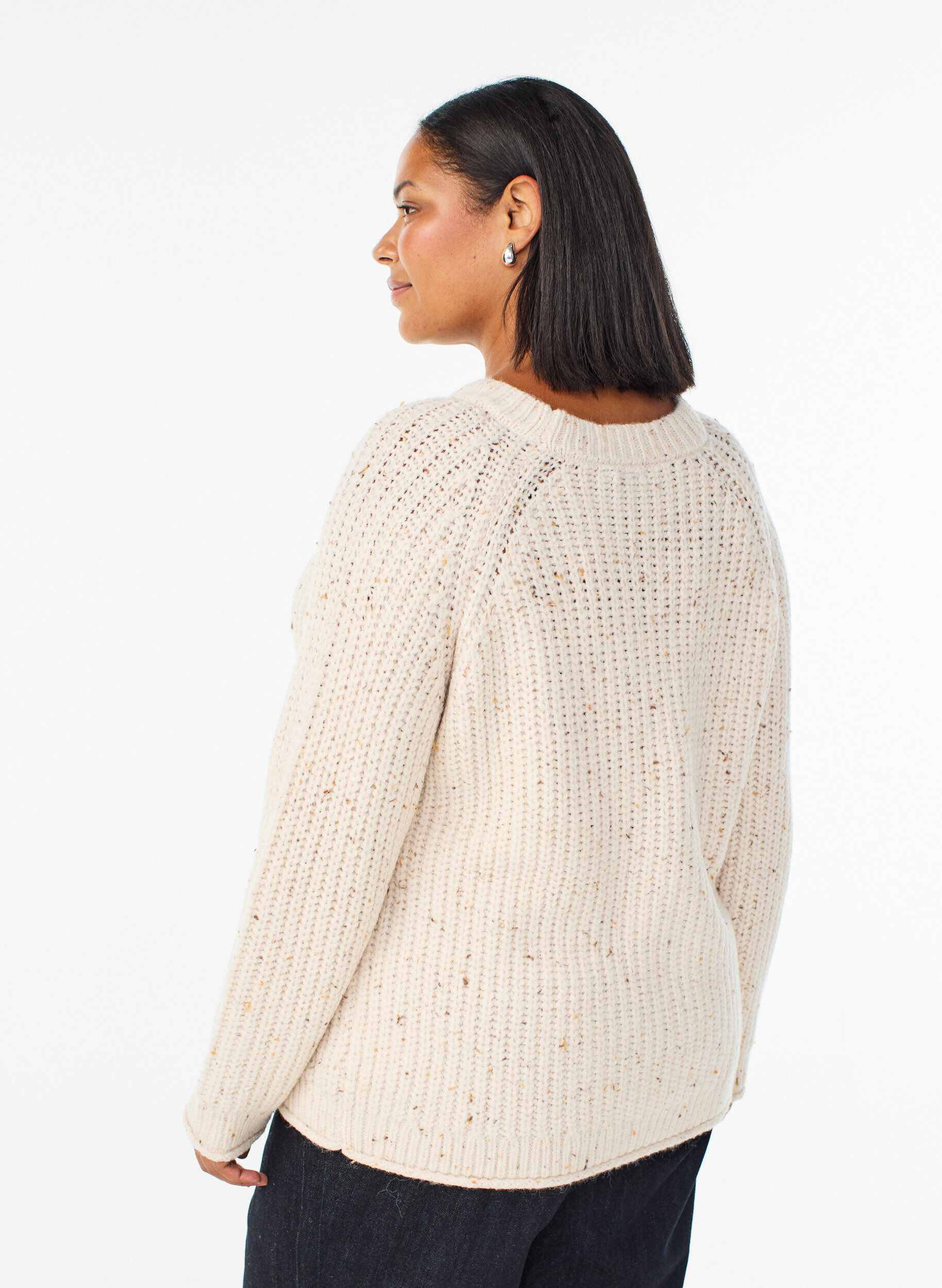 Zizzi Sweter dzianinowy z raglanowymi rekawami, Beżowy, Model image number 2