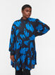 Printed viscose tunic with zip, Dark Blue AOP, Model image number 0