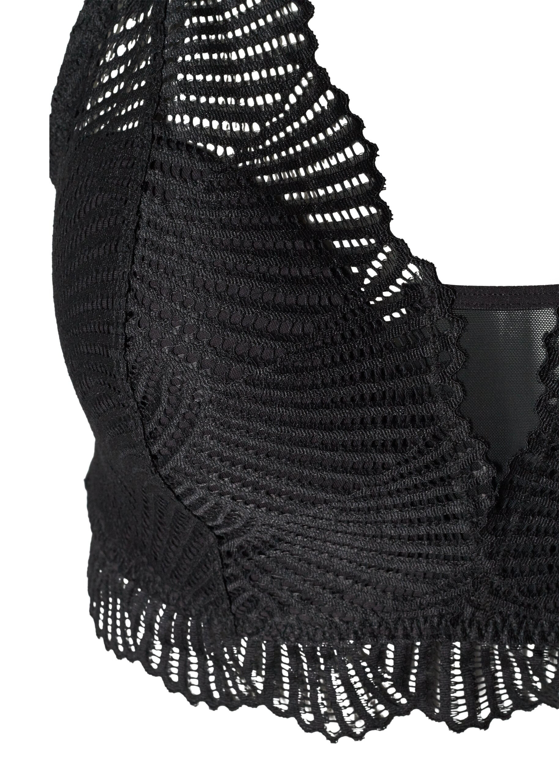 Zizzi Soft padded, lacy bra, Black, Packshot image number 2