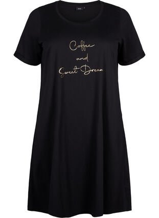 Koszula nocna z krótkim rekawem, wykonana z bawelny organicznej, Black Coffee, Packshot image number 0