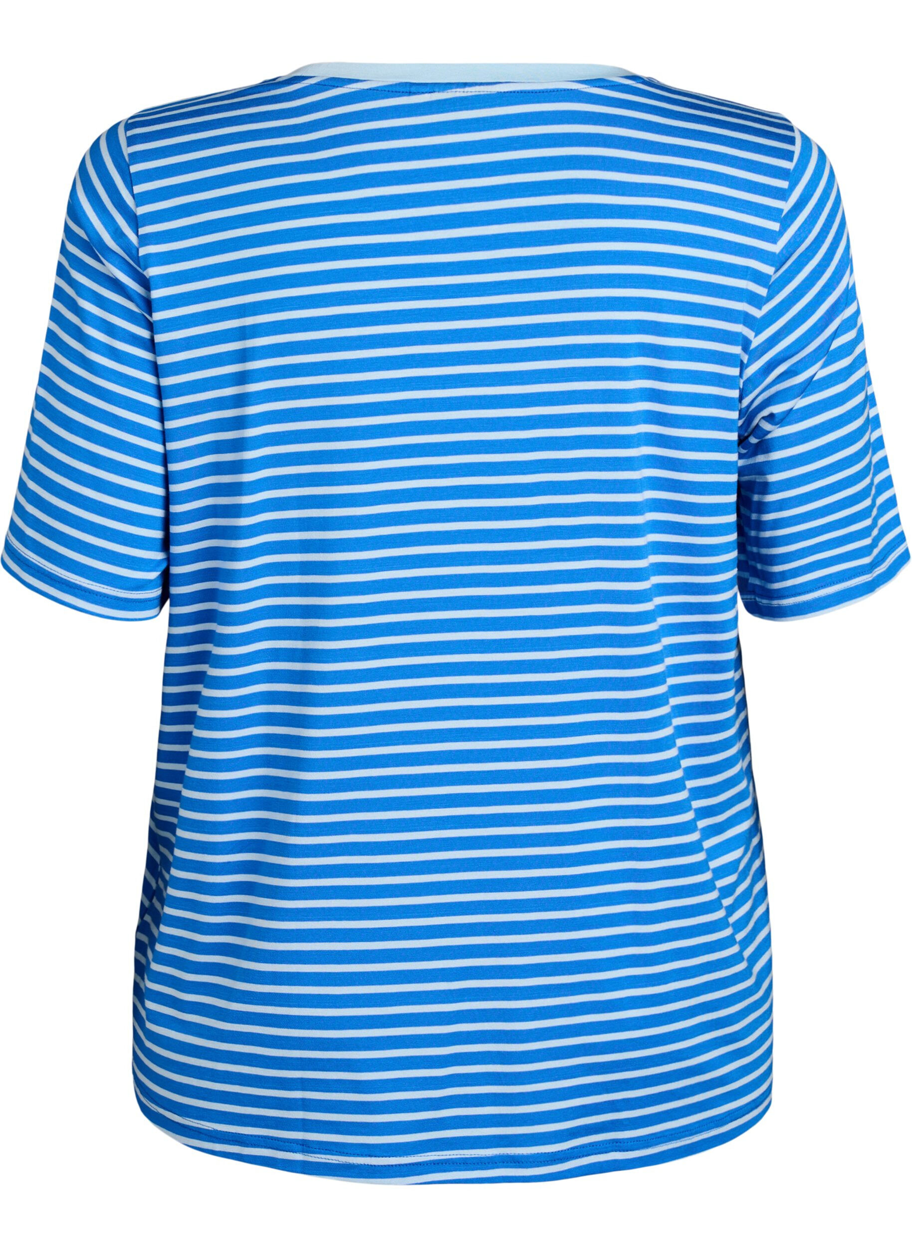 ZizziKoszulka z TENCEL&trade; Lyocell i paskami, Niebieskie, Packshot image number 1