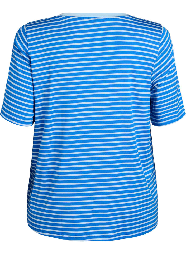 Koszulka z TENCEL&trade; Lyocell i paskami, Niebieskie, Packshot image number 1
