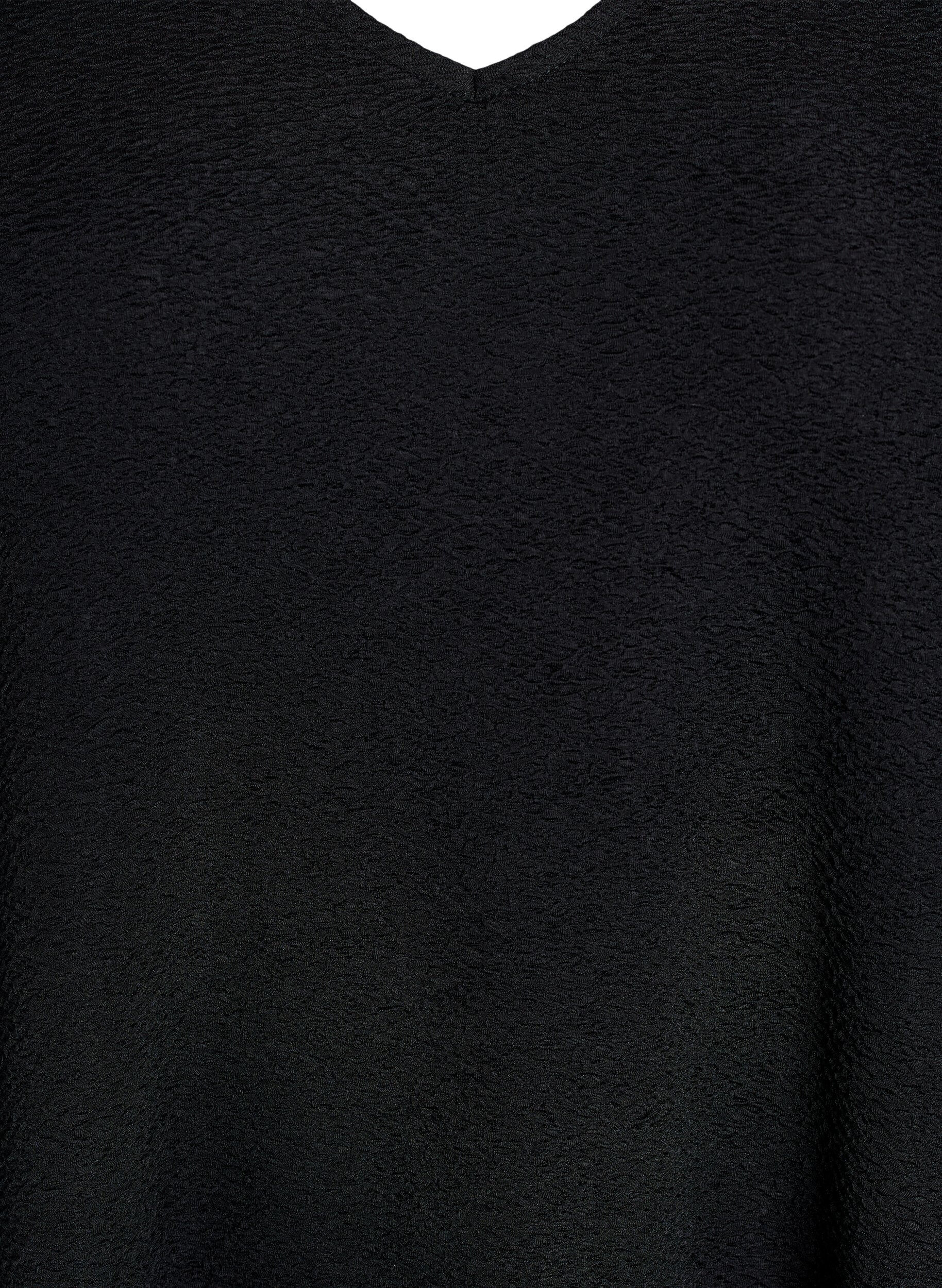 Zizzi Kr&oacute;tka teksturowana sukienka z falbana u dolu, Czarne, Packshot image number 2