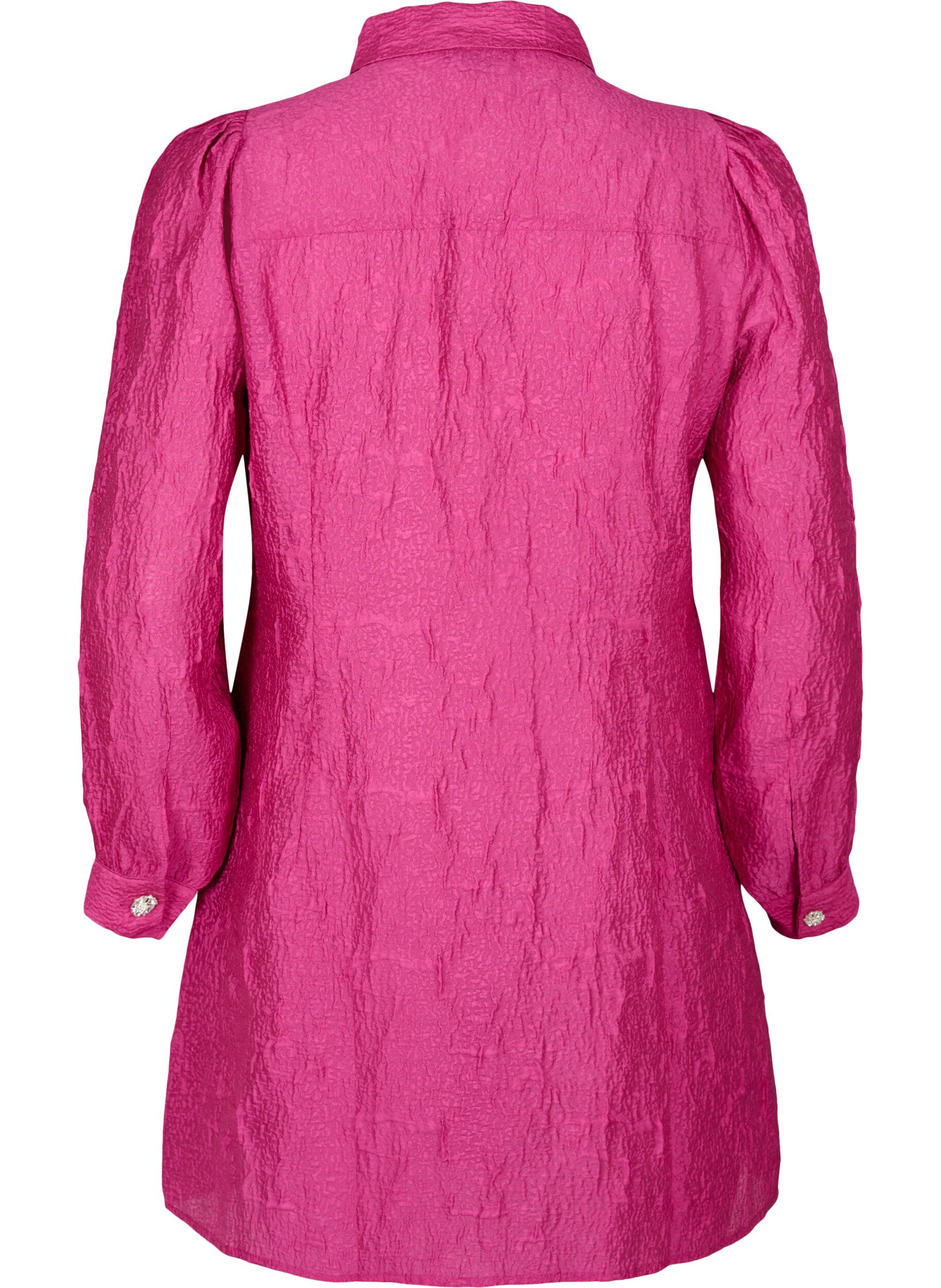 Zizzi Sukienka koszulowa z faktura i perlowymi guzikami, Cactus Flower, Packshot image number 1