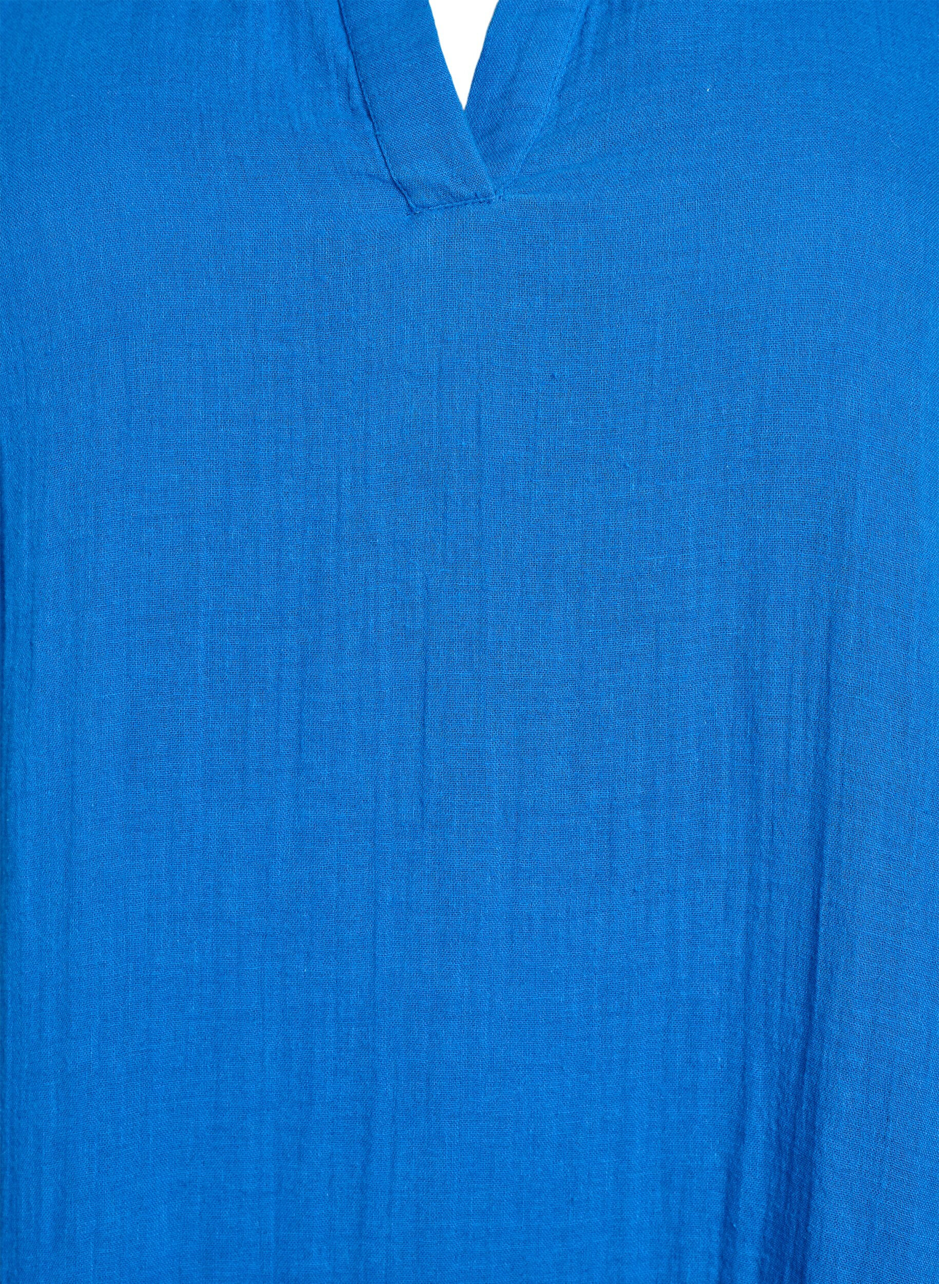 Zizzi Kr&oacute;tka sukienka o linii A z bawelnianego muslinu, Niebieskie, Packshot image number 2