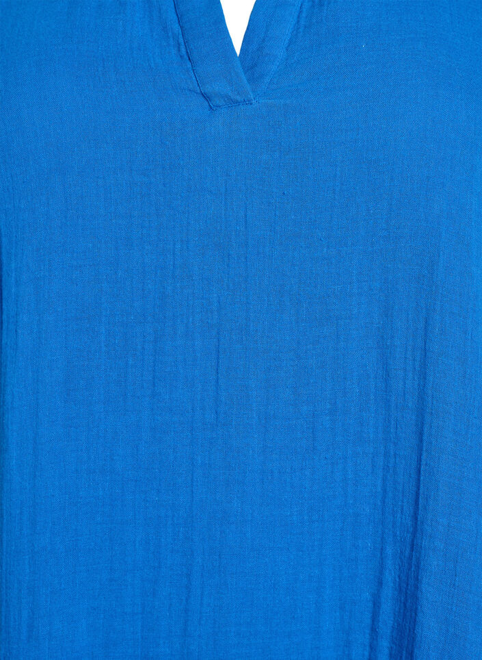 Kr&oacute;tka sukienka o linii A z bawelnianego muslinu, Niebieskie, Packshot image number 2