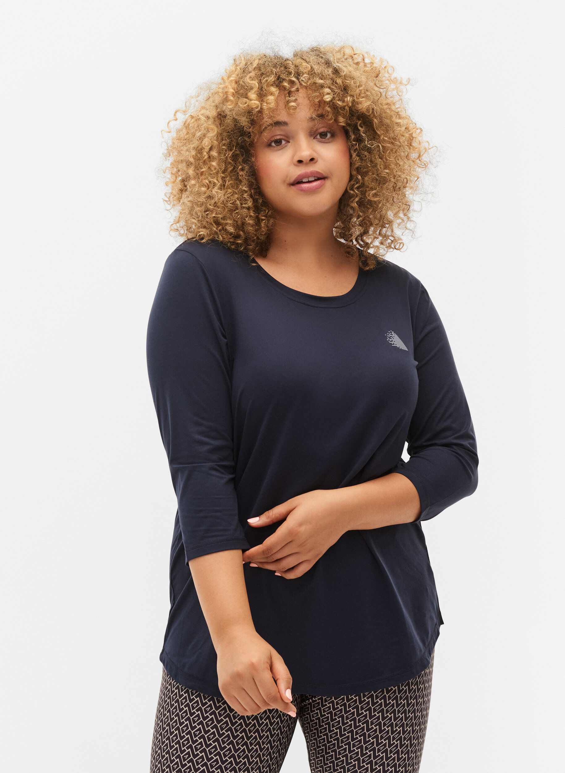 Zizzi Koszulka do cwiczen z rekawami 3/4, Niebieskie, Model image number 0