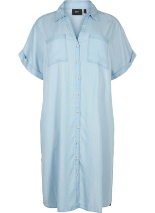 Sukienka koszulowa z krótkim rekawem, wykonana z lyocellu (TENCEL™), Light blue denim, Packshot image number 0