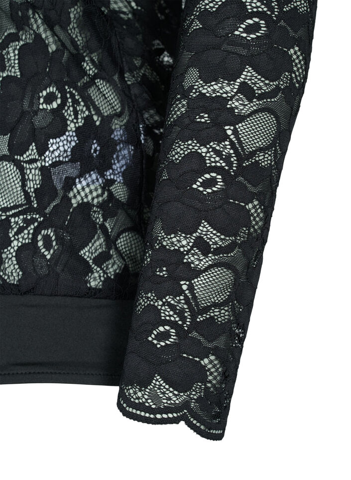 Lace body with long sleeves, Black, Packshot image number 3