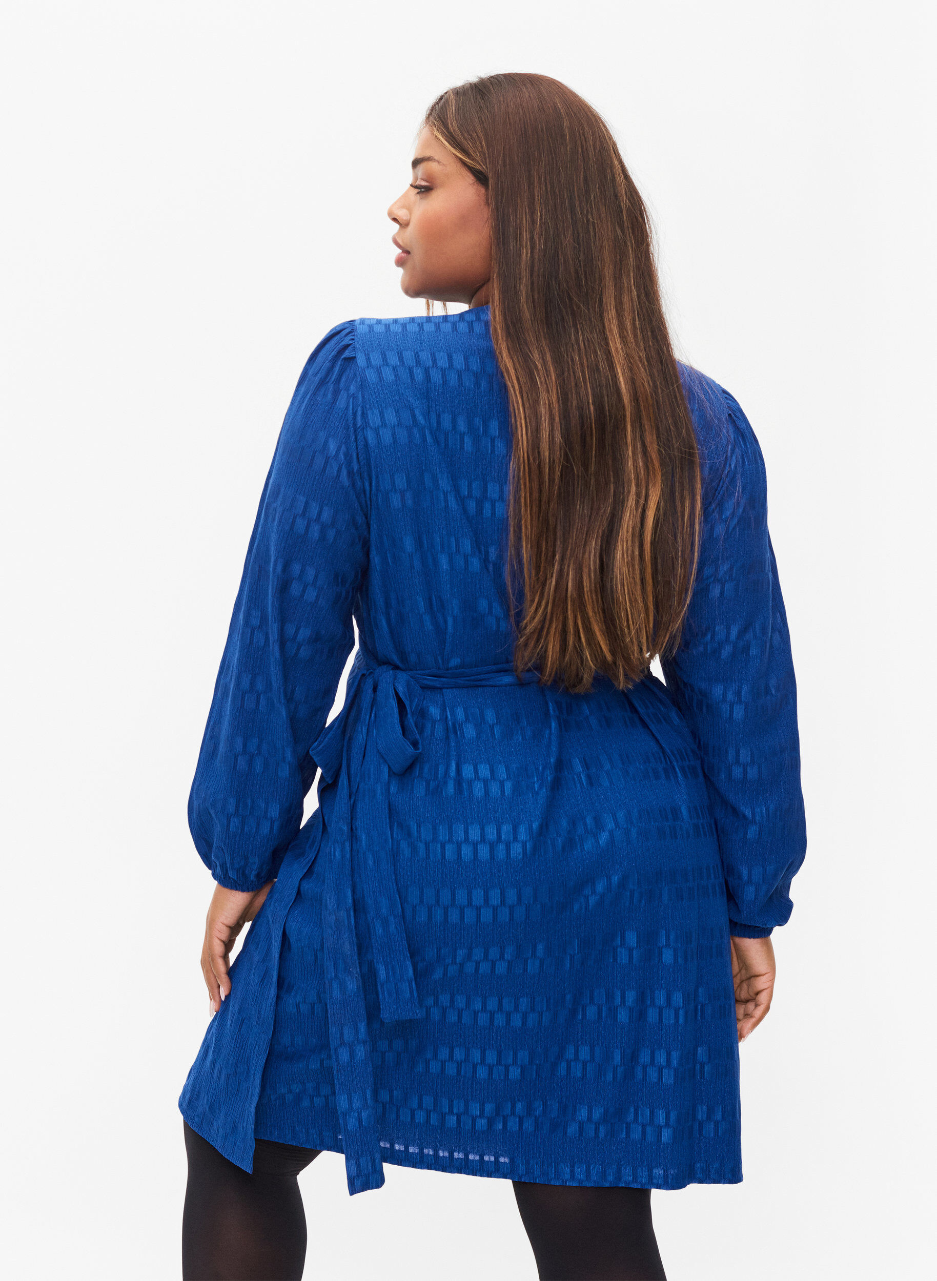 Zizzi Wrap dress with long sleeves, Surf the web, Model image number 1