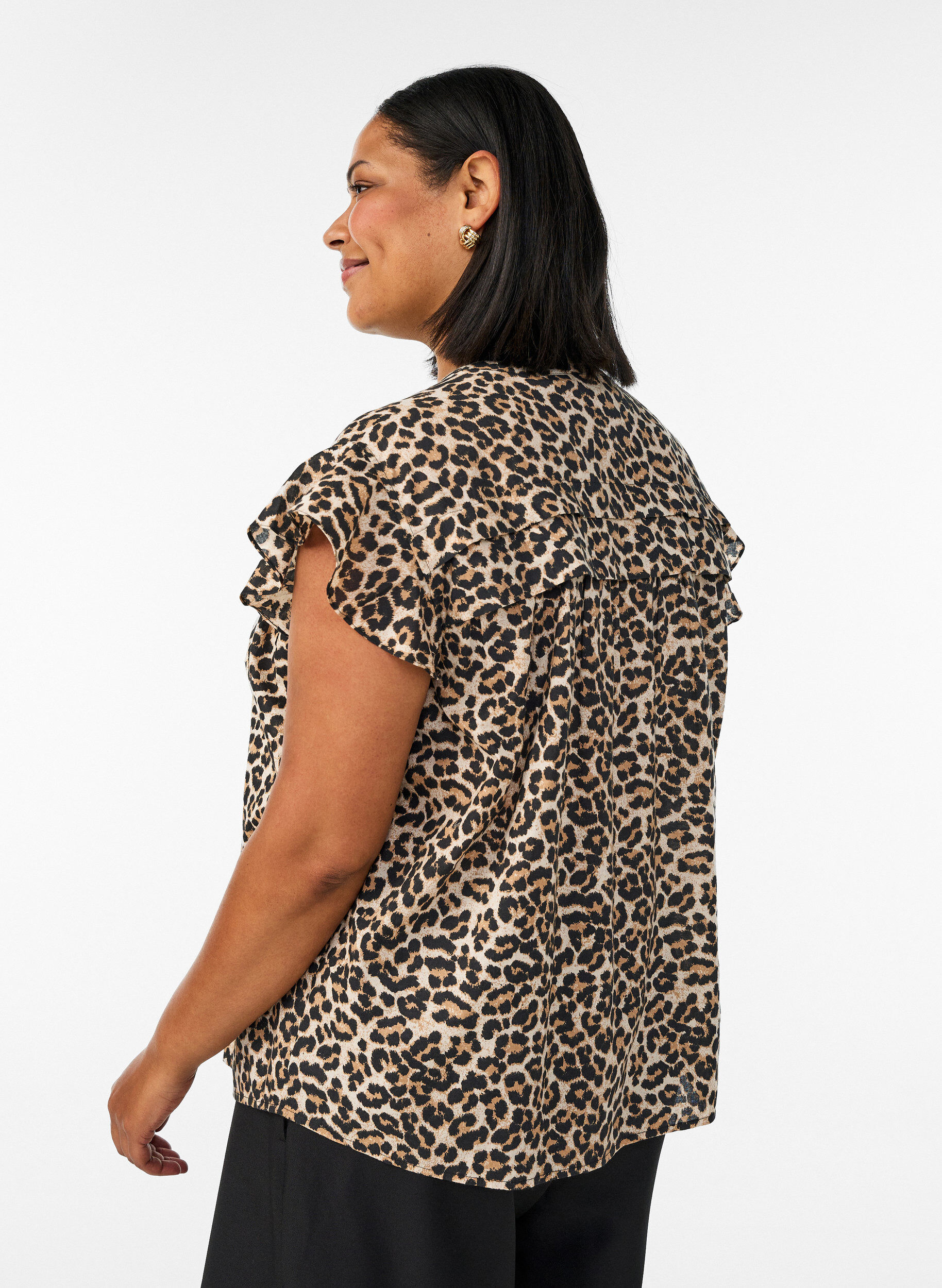 ZizziBawelniana trapezowa bluzka bez rekaw&oacute;w, Brązowy, Model image number 2