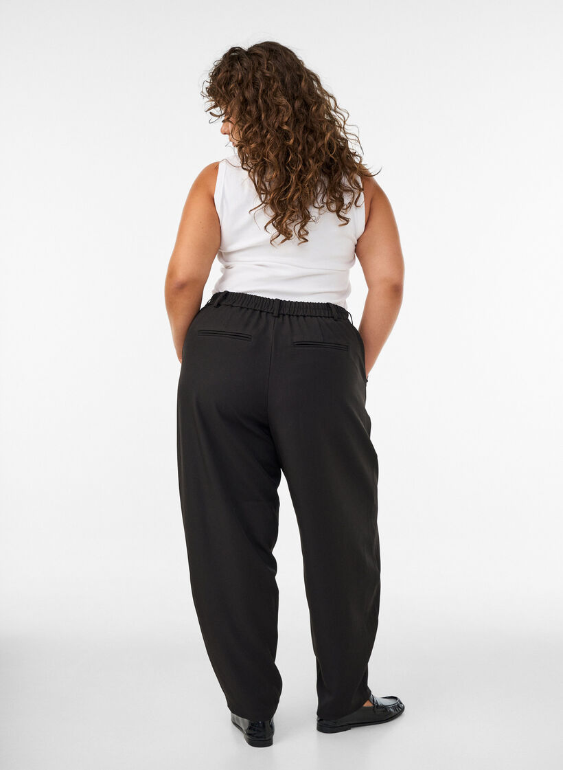 Spodnie typu barrel fit na wysoka talie, Czarne, Model image number 2