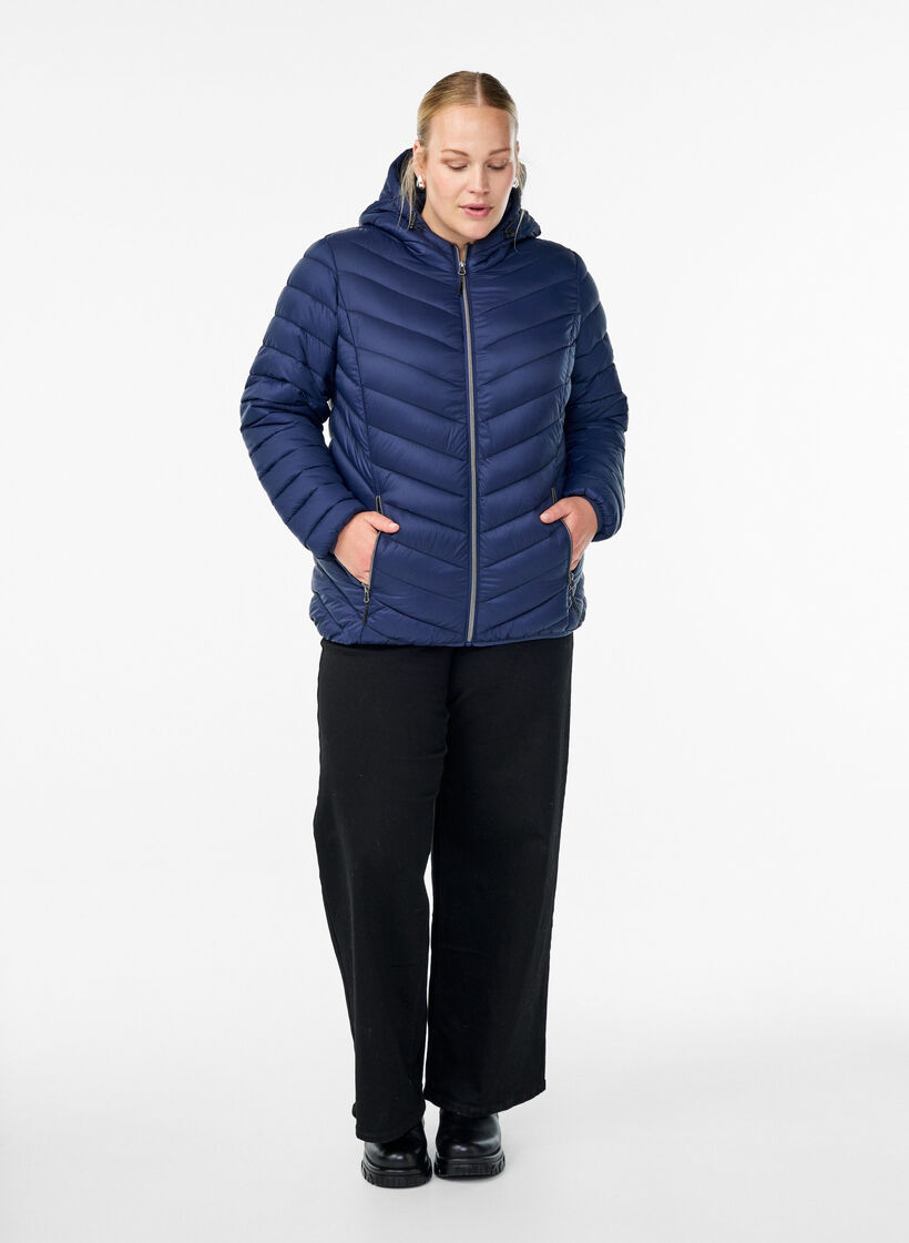 Lekka kurtka z kapturem, Niebieskie, Model image number 1
